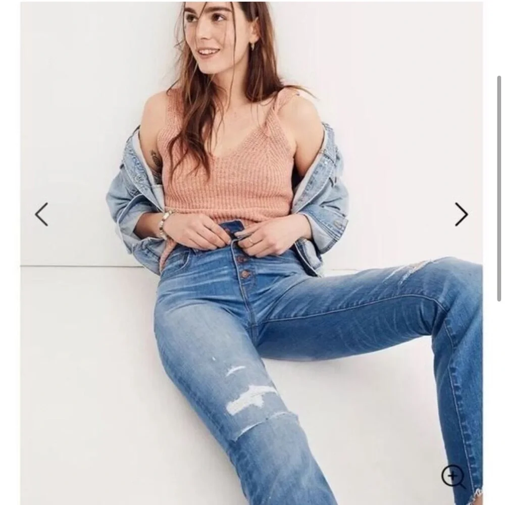 Madewell Button Fly Chewed Hem Kick Flare Cali Demi-Boot Jean in Bronson Wash 28